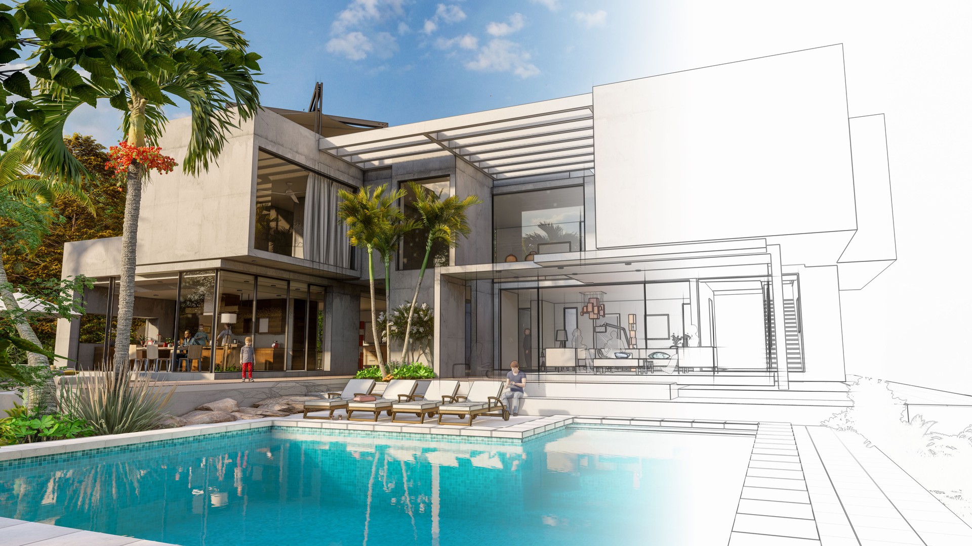 Architecture design of luxury villa